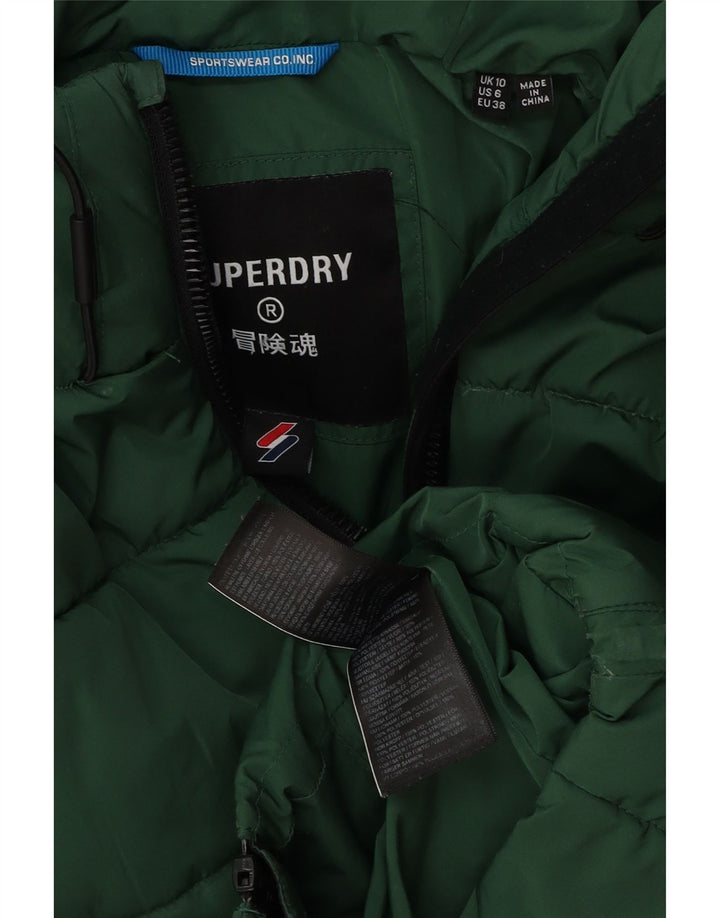 Superdry Womens Hooded Oversized Padded Jacket UK 10 Small Green Polyester