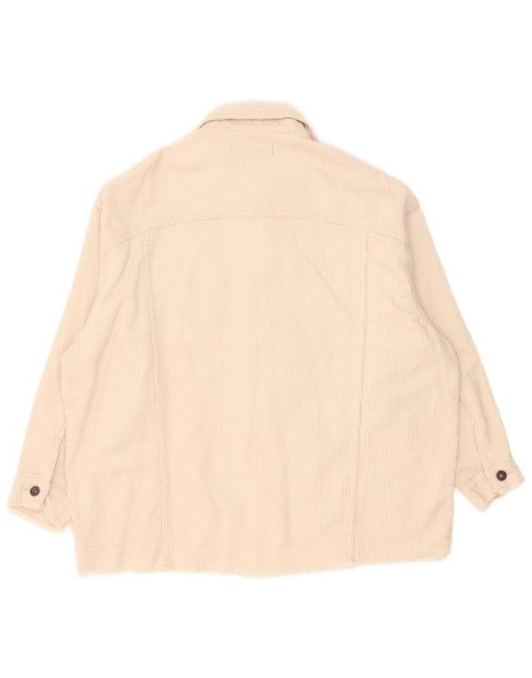 Zara Dame Oversized Corduroy Jacket UK 16 Stor Beige Bomuld