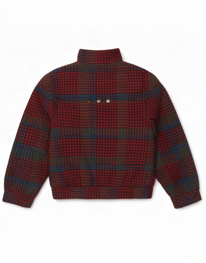 Vintage bombeflyjakke til kvinder UK 10 Small Red Houndstooth
