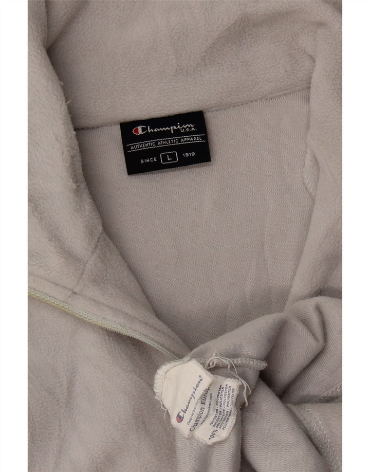 Champion Mens Zip Neck Fleece Jumper Large Grey Polyester