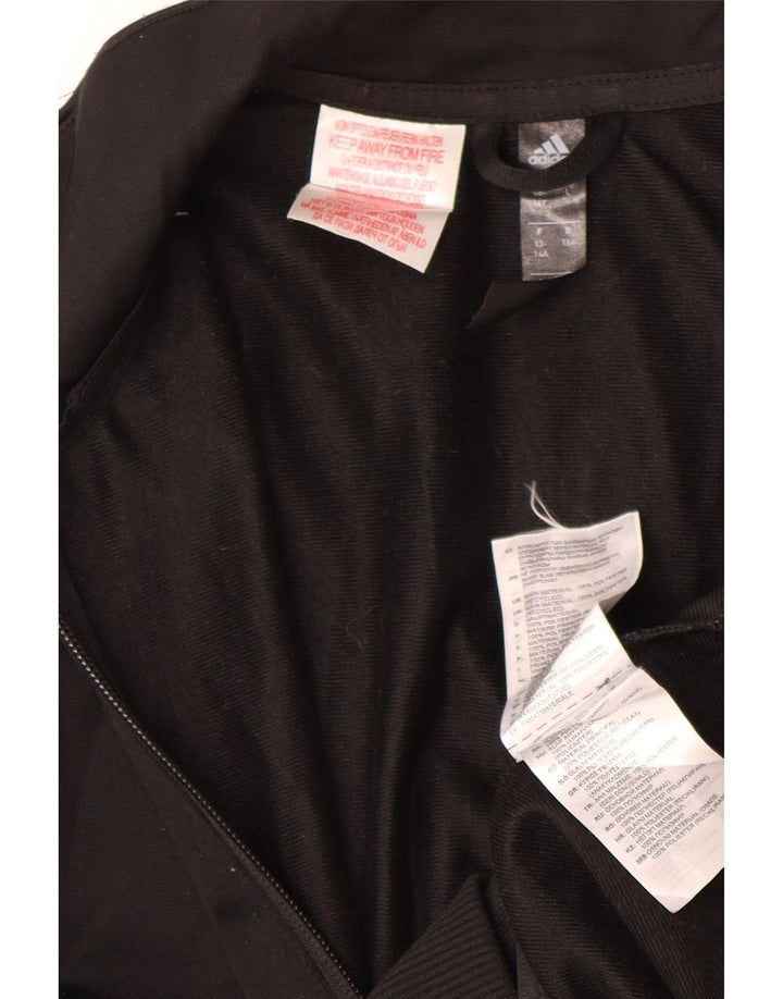 ADIDAS Boys Climalite Tracksuit Top Jacket 13-14 Years Black Polyester