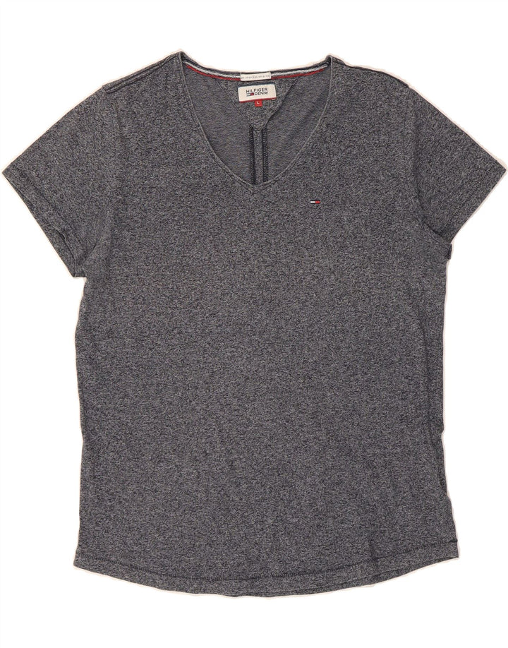 TOMMY HILFIGER Mens Large Grey Flecked Polyester Vintage Tommy Hilfiger and Second-Hand Tommy Hilfiger from Messina Hembry 