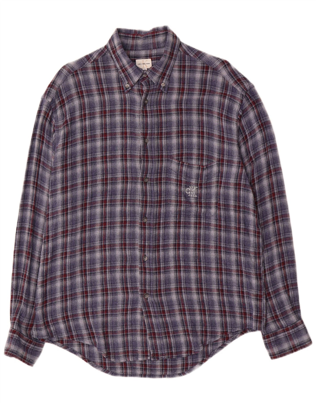 Calvin Klein Jeans Mens Flannel Shirt Large Blue Check