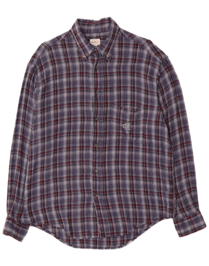 Calvin Klein Jeans Mens Flannel Shirt Large Blue Check