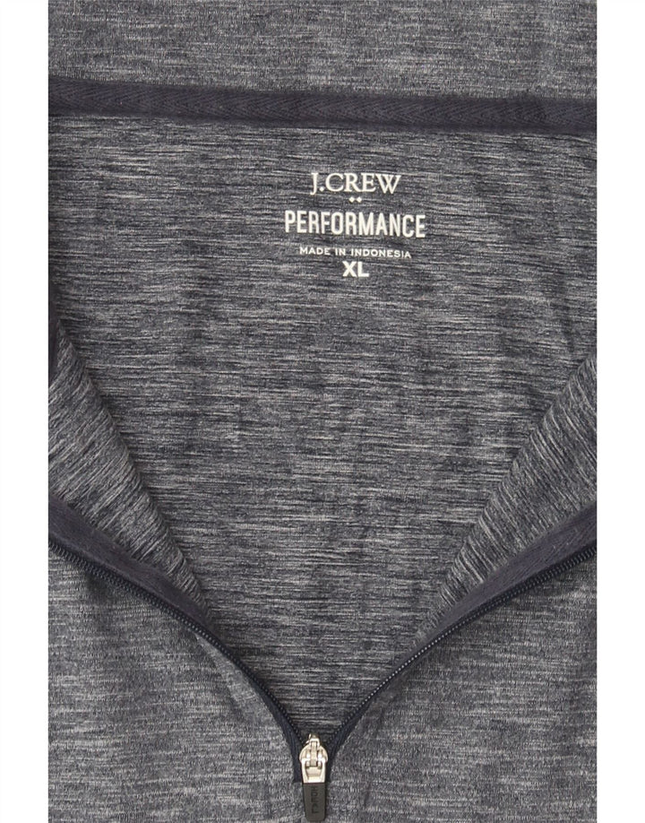 J. CREW Mens Zip Neck Pullover Tracksuit Top XL Blue Flecked Polyester Vintage J. Crew and Second-Hand J. Crew from Messina Hembry 