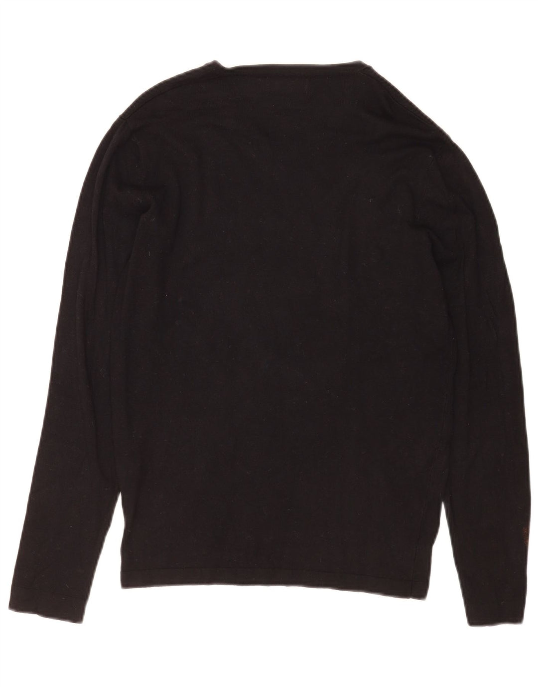 Zara Mens V-Neck Jumper Sweater Medium Black Viscose