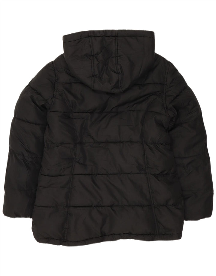 Reebok Womens Hooded Reversible Padded Jacket UK 14 Medium Black Polyester