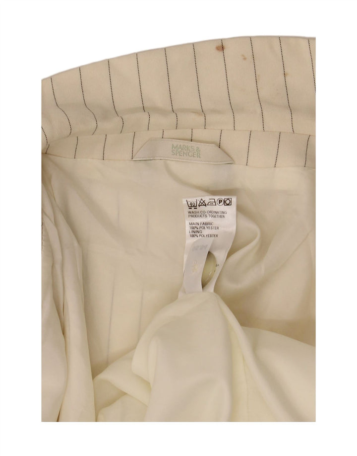 Marks & Spencer Womens 2 Button Blazer Jacket UK 20 2XL White Pinstripe