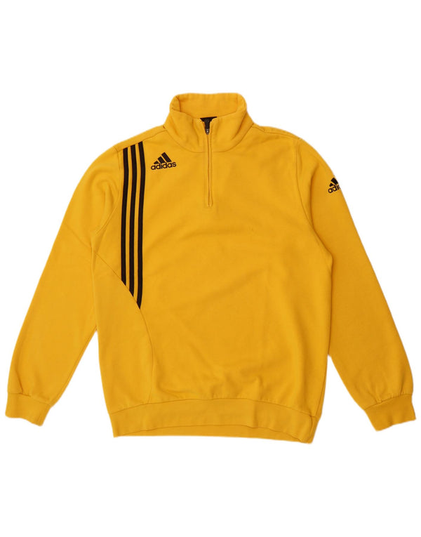 Adidas Mens Zip Neck Sweatshirt Jumper UK 40/42 Medium Yellow Cotton