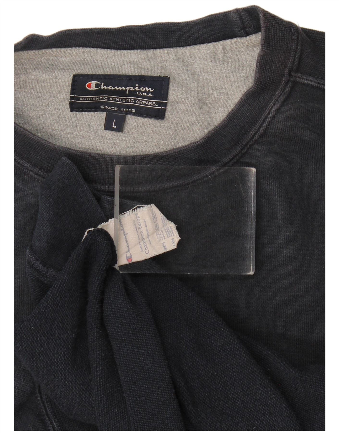 Champion Mens Graphic Sweatshirt Jumper Large Navy Blue Cotton