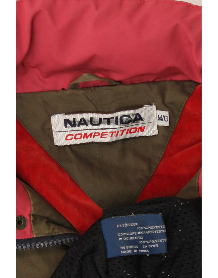 Nautica Mens Graphic Hooded Rain Jacket UK 38 Medium Khaki Polyester