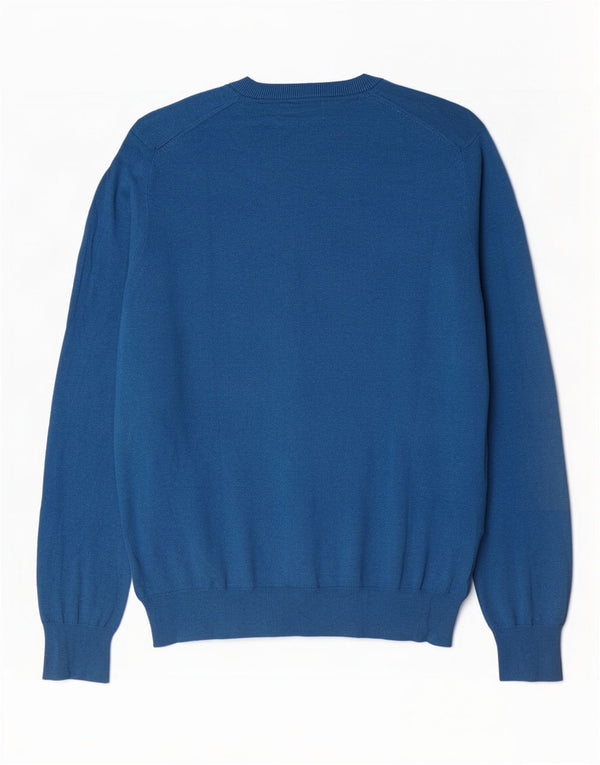 Marks & Spencer Mens V-Neck Jumper Sweater Large Blue Cotton