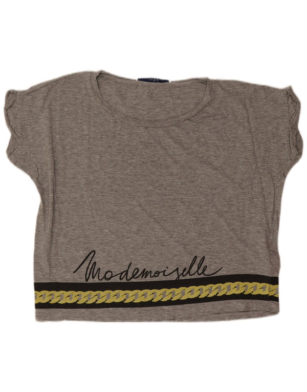 Liu Jo T-shirt graphique surdimensionné pour femme UK 4 XS Gris Coton