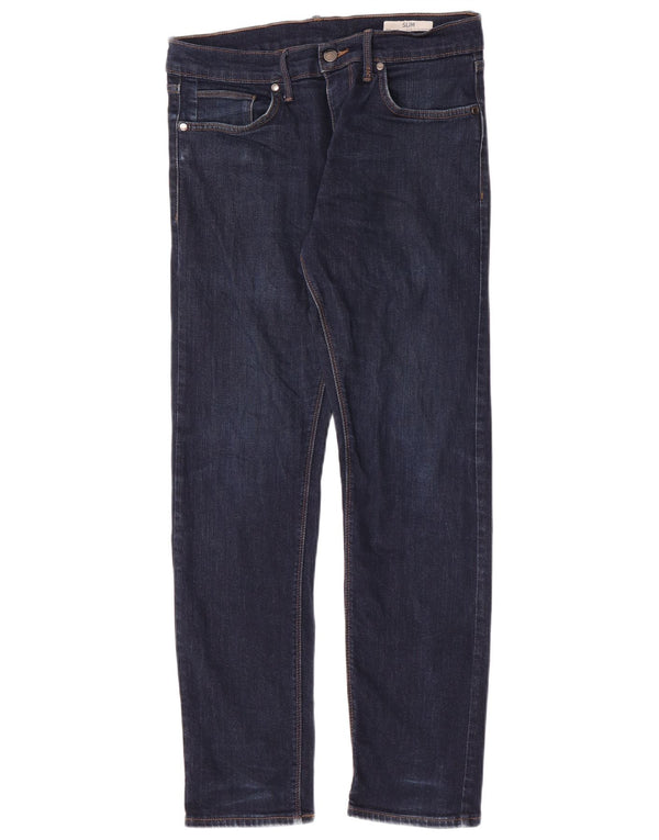 Marks & Spencer Męskie jeansy slim W32 L31 Granatowe, bawełniane