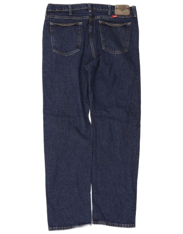 Wrangler Mens Straight Jeans W36 L32 Azul Marinho Algodão