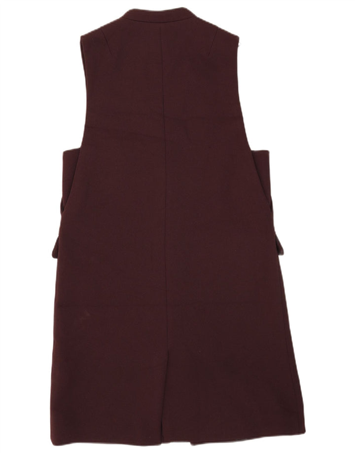 ZARA Womens Open Gilet UK 10 Small Maroon Polyester