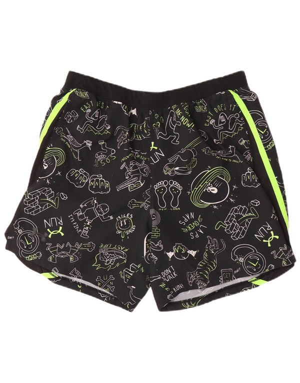 Under Armour Mens Heat Gear Absztrakt mintás grafikus sport rövidnadrág XL fekete