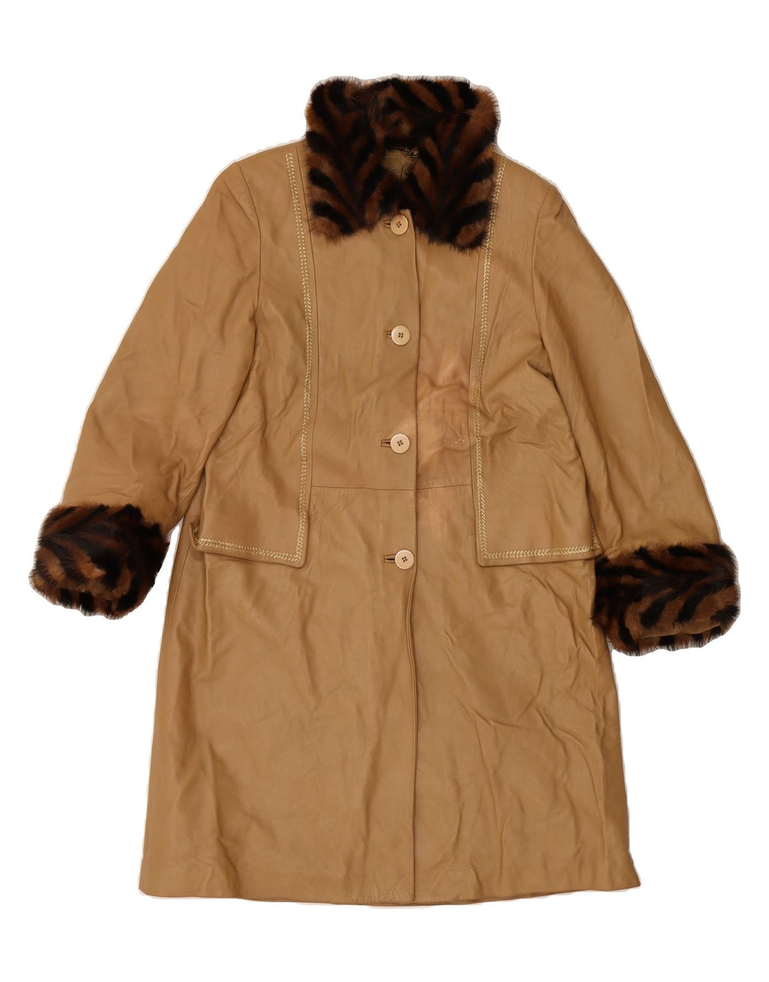 ANFOR Womens Leather Coat IT 42 Medium Brown Leather Vintage Anfor and Second-Hand Anfor from Messina Hembry 