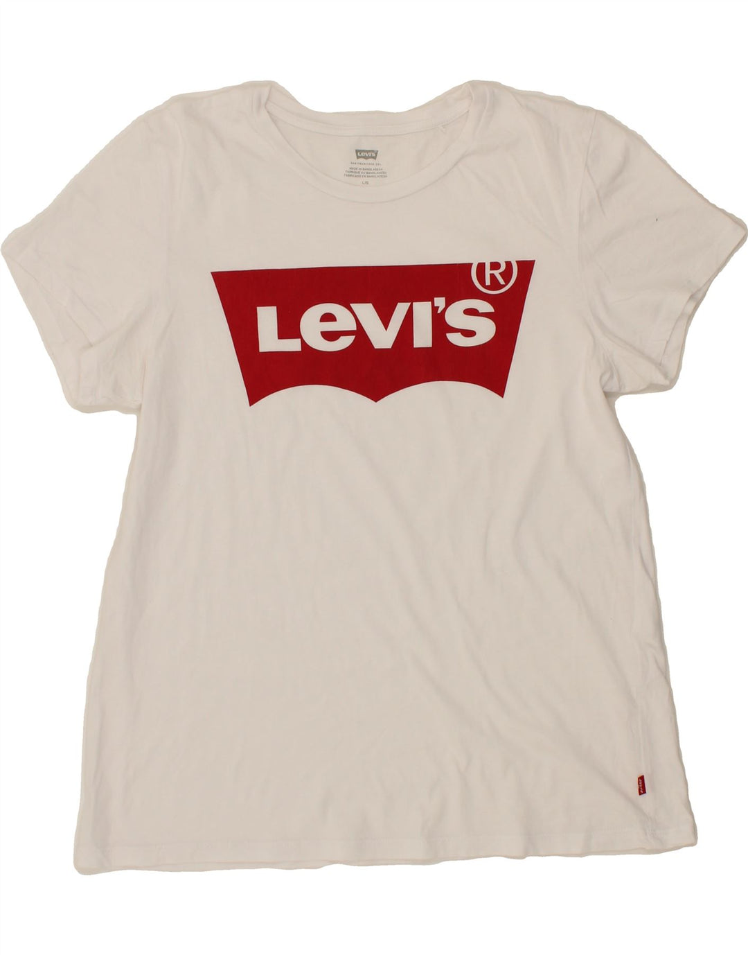 LEVI'S Womens Graphic T-Shirt Top UK 16 Large White Vintage Levi's and Second-Hand Levi's from Messina Hembry 