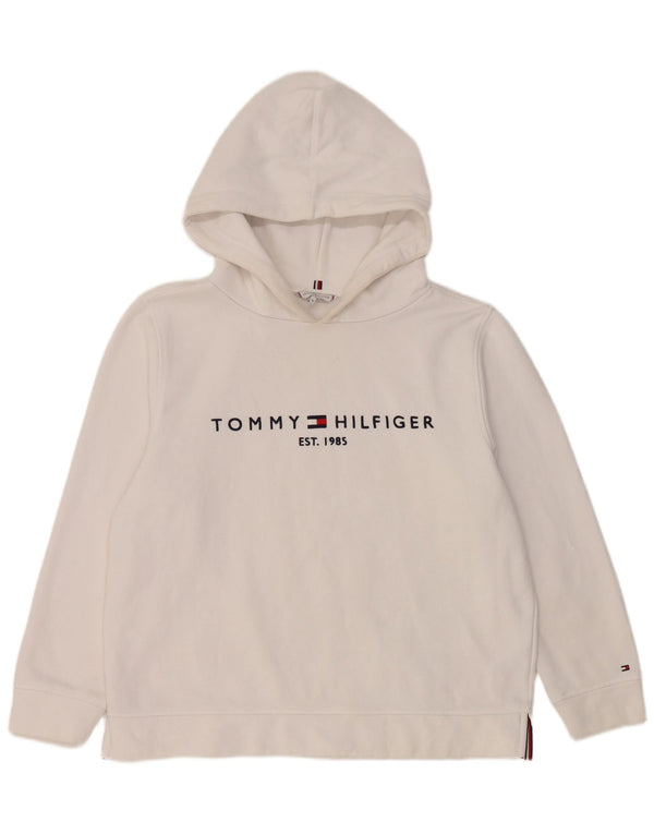 Maglione con cappuccio grafico da donna Tommy Hilfiger UK 18 XL cotone bianco
