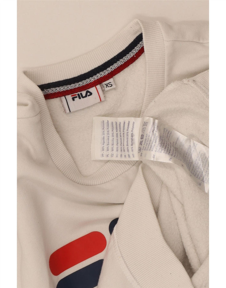 FILA Mens Graphic Sweatshirt Jumper XS White Cotton