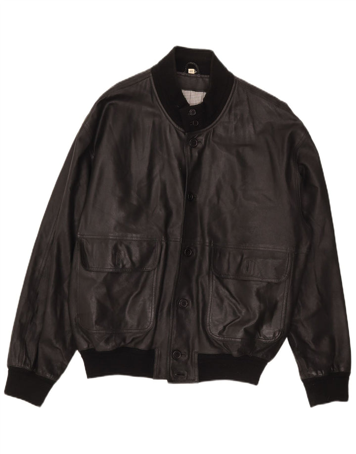 Giacca in pelle vintage da uomo IT 48 media nera