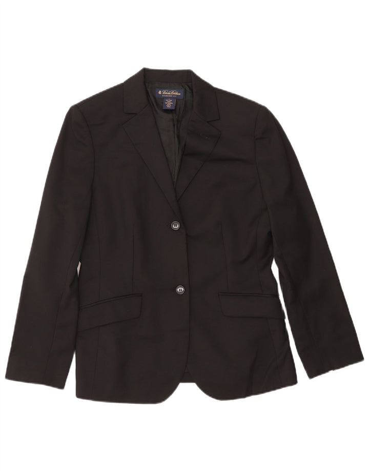 BROOKS BROTHERS Womens 2 Button Blazer Jacket US 6 Medium Black Wool