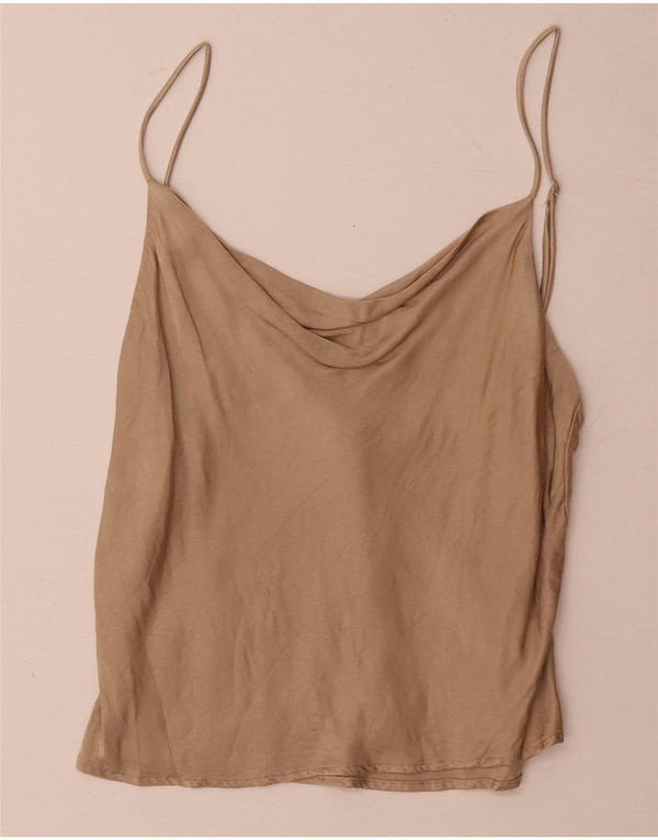 Zara Dame Cami Top UK 10 Small Beige Viscose