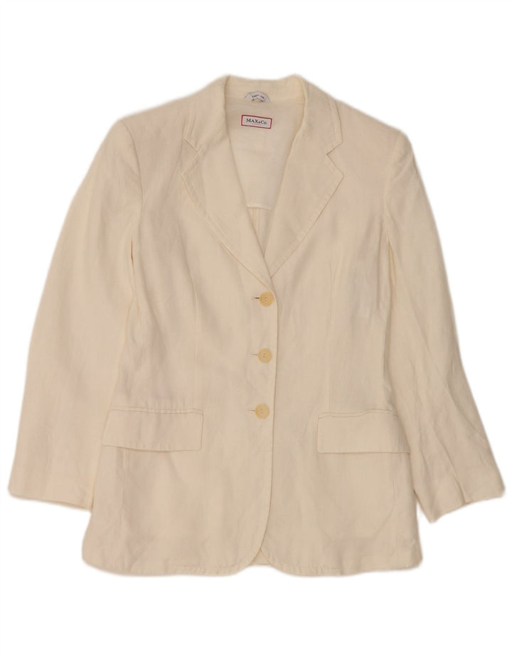 Jaqueta blazer feminina de 3 botões Max & Co. Reino Unido 8 linho branco pequeno