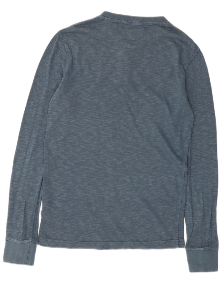 Superdry Mens Top Long Sleeve Medium Blue Flecked Cotton