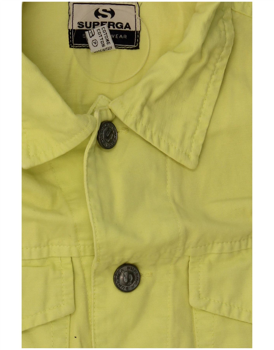 Superga Womens Crop Denim Gilet IT 44 Medium Yellow Cotton