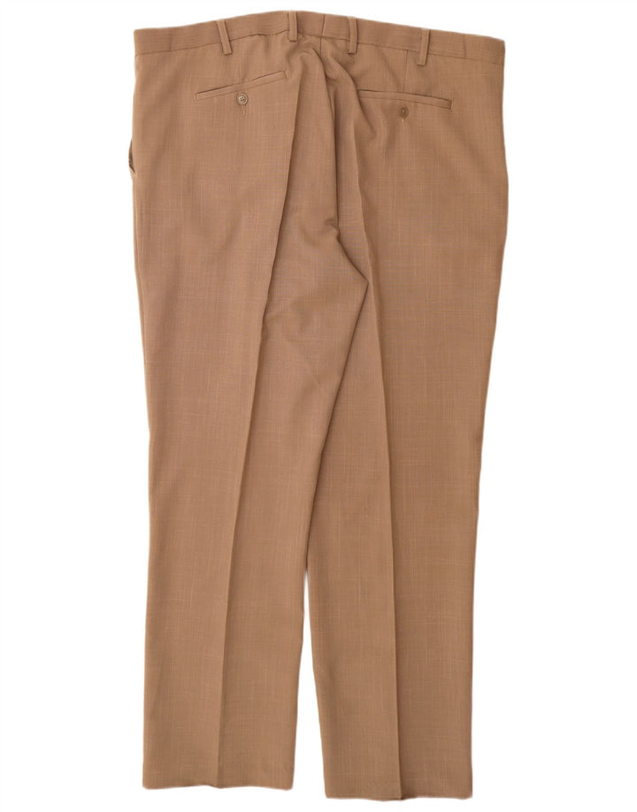 COTTON TRADERS Mens Straight Suit Trousers W42 L31 Beige Polyester