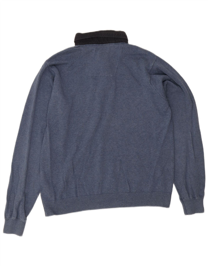 Marks & Spencer Mens Blue Harbour Polo Neck Jumper Sweater Medium Blue