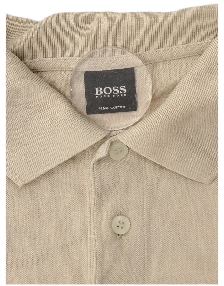 Hugo Boss Mens Polo Shirt Medium Beige Cotton Classic