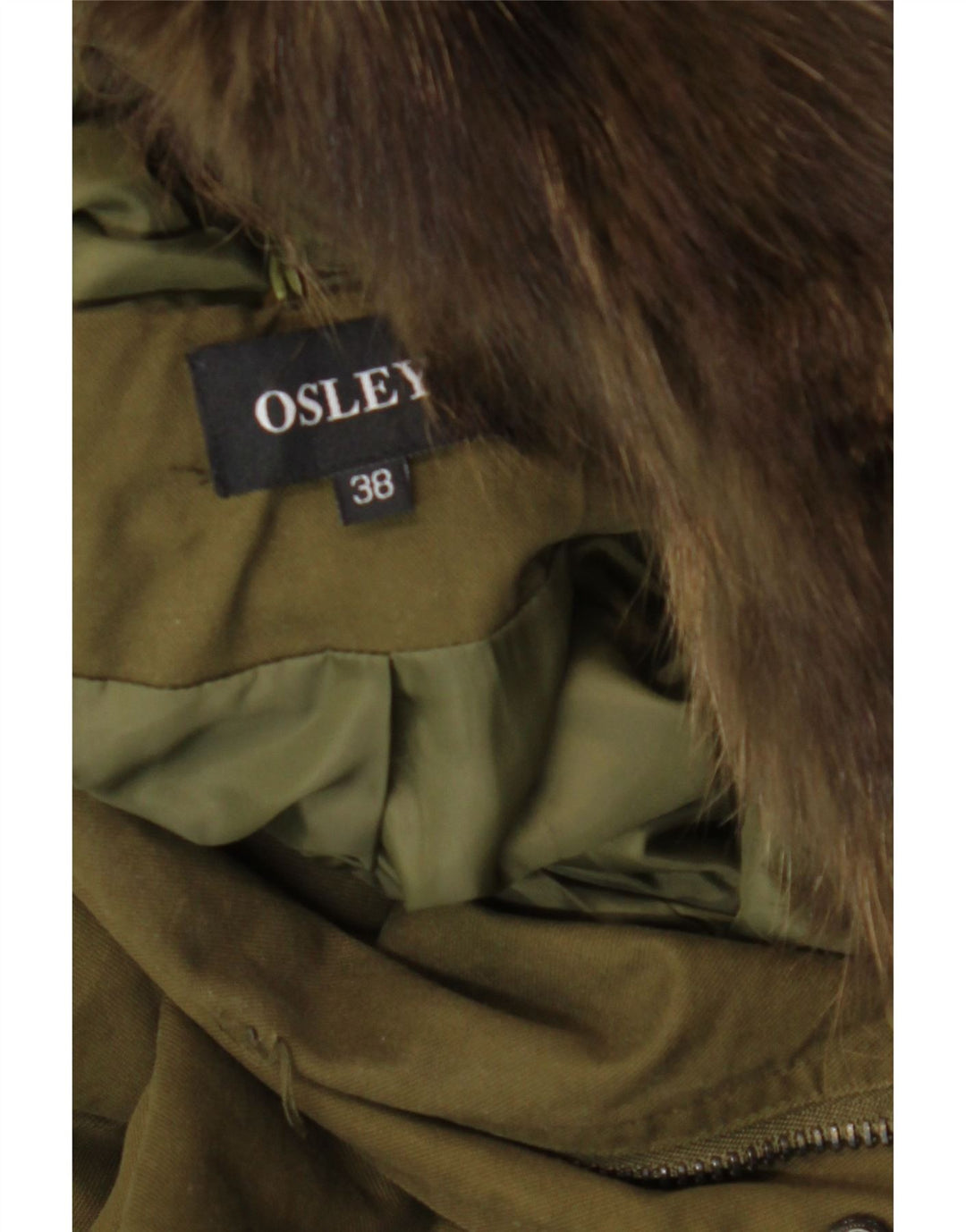 VINTAGE Womens Hooded Parka Jacket EU 38 Medium Khaki Cotton Vintage Vintage and Second-Hand Vintage from Messina Hembry 