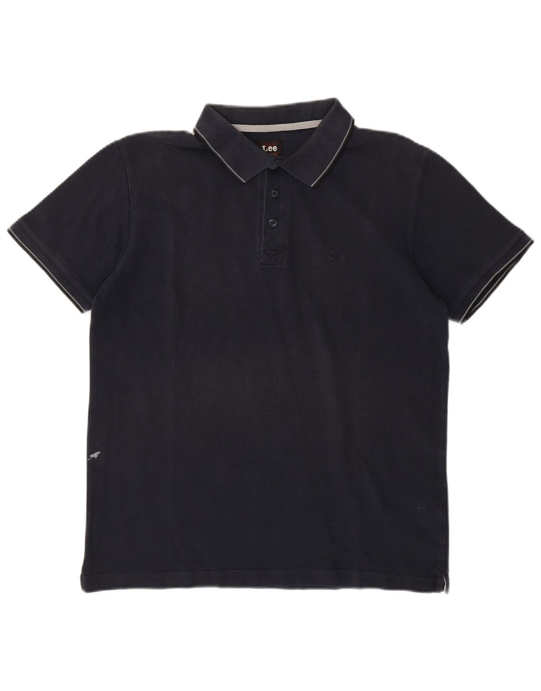 LEE Mens Polo Shirt Large Navy Blue Cotton