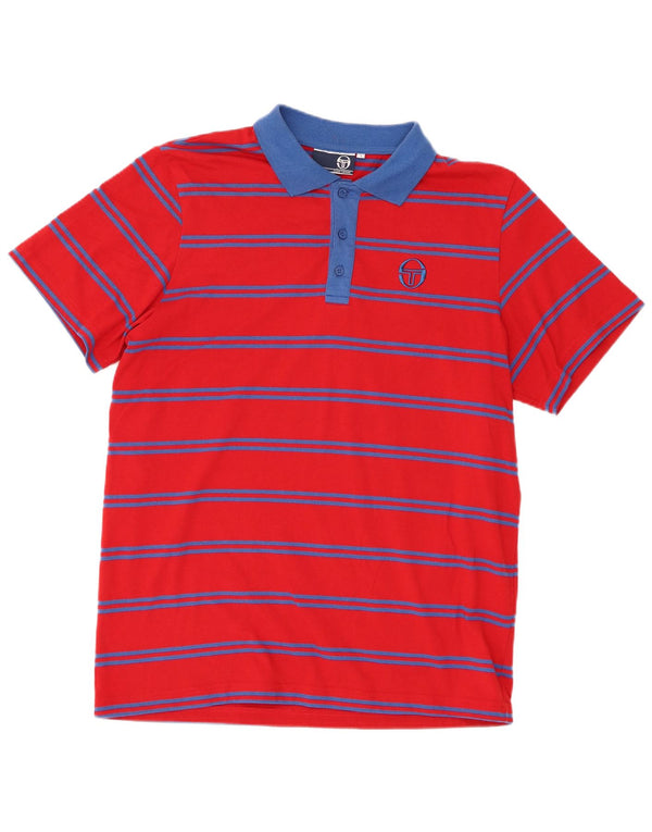 Camisa pólo masculina Sergio Tacchini grande poliéster listrado vermelho