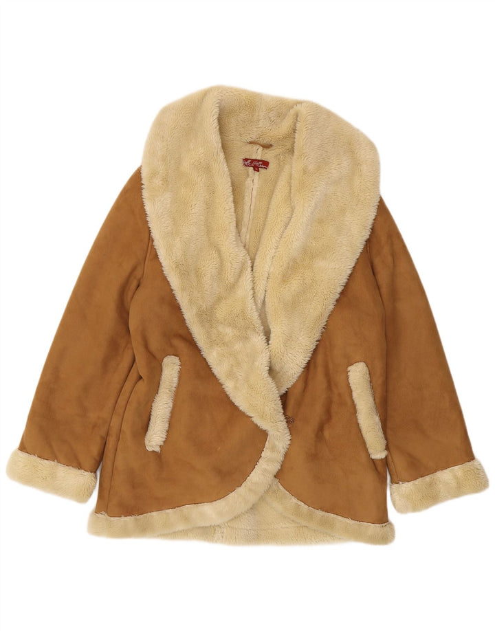 Wit & Wisdom Abrigo Sherpa extragrande para mujer Reino Unido 44 Poliéster marrón grande