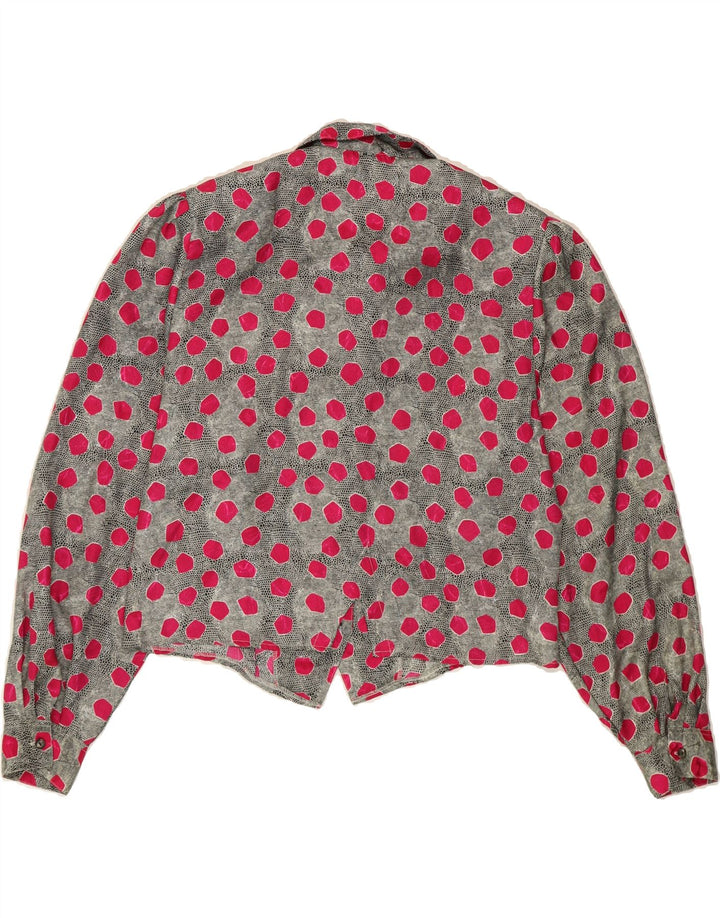 YESSICA Womens Abstract Pattern Crop Shirt Blouse EU 44 XL Grey Polyester Vintage Yessica and Second-Hand Yessica from Messina Hembry 