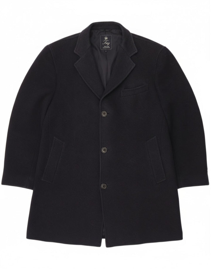 Fay Mens Overcoat UK 40 Large Navy Blue Virgin Wool