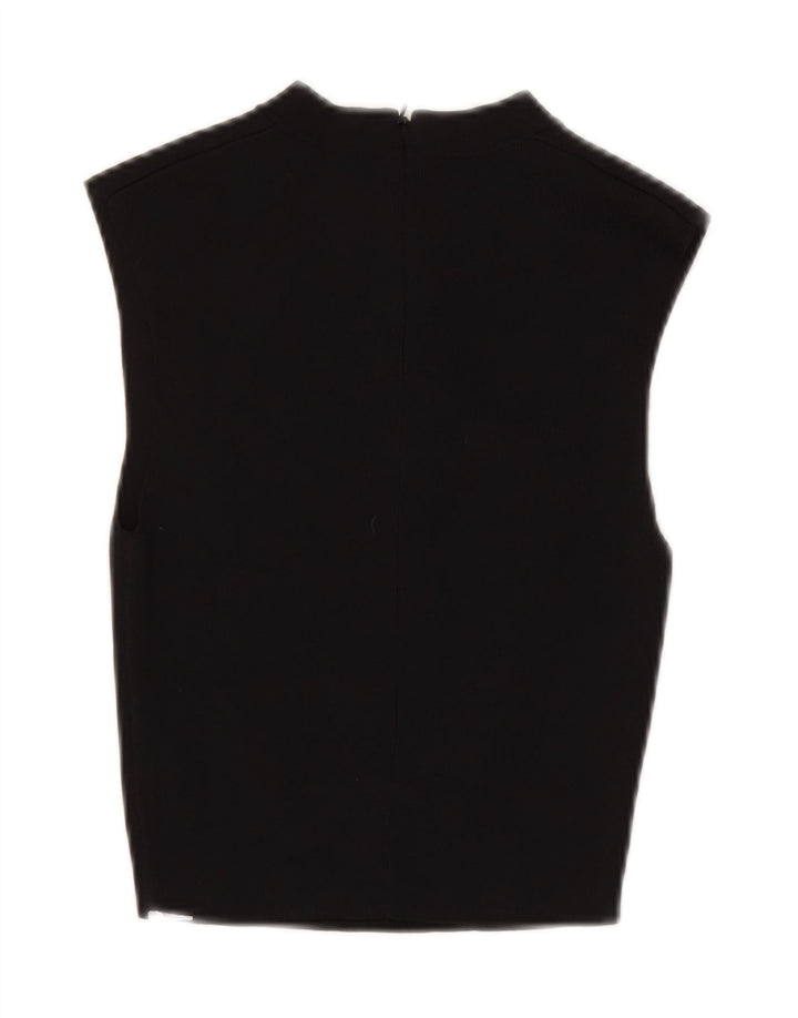ZARA Womens Crop Blouse Top UK 10 Small Black Nylon Vintage Zara and Second-Hand Zara from Messina Hembry 
