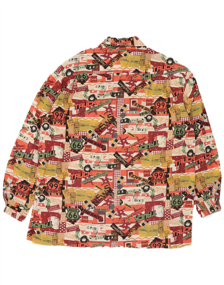 VINTAGE Herre abstrakt mønster skjorte 2XL flerfarvet
