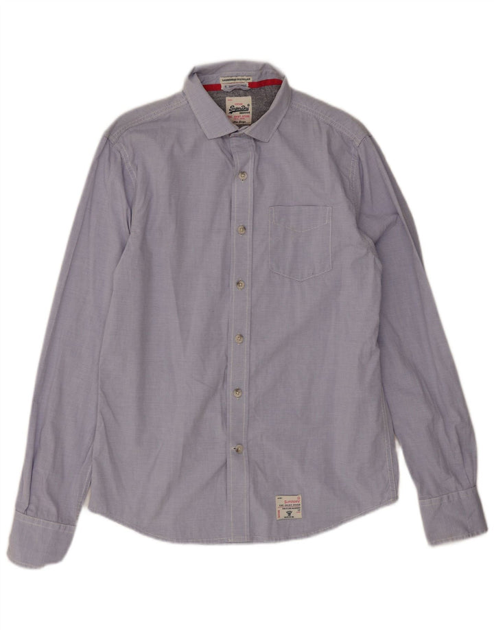 Superdry Mens Shirt Large Blue Pinstripe Cotton