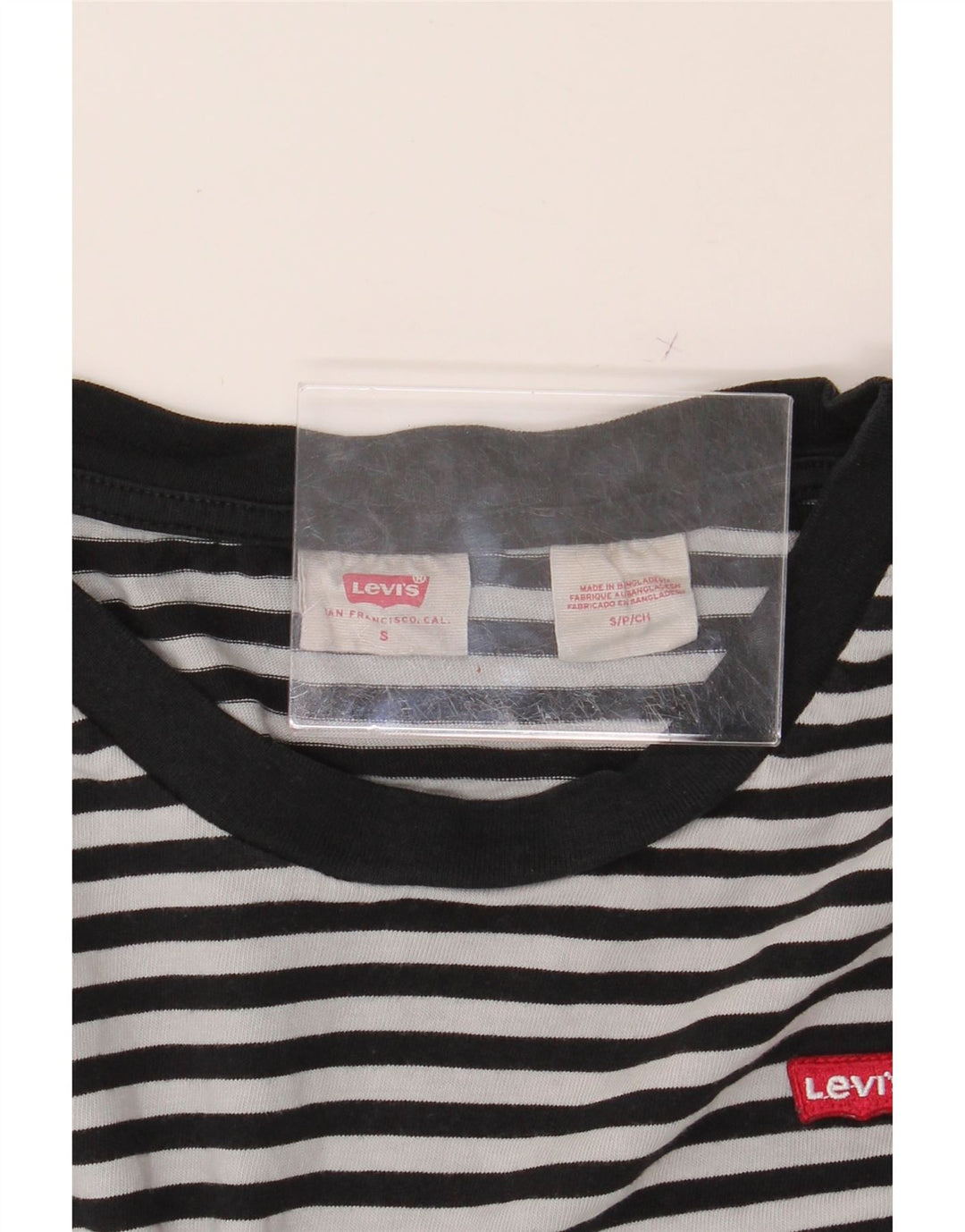 LEVI'S Womens T-Shirt Top UK 8 Small Black Striped Vintage Levi's and Second-Hand Levi's from Messina Hembry 