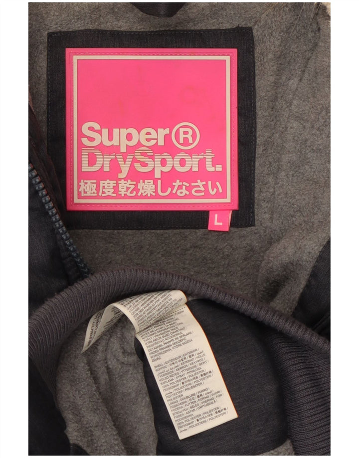 SUPERDRY Womens Hooded Padded Jacket UK 14 Large Navy Blue Polyester