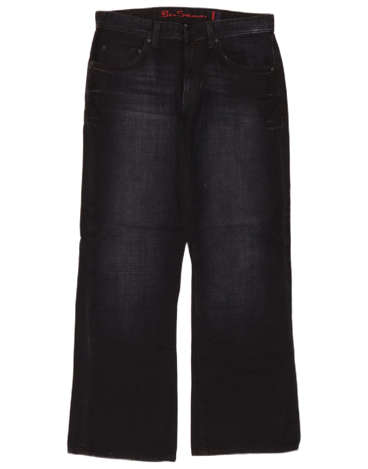 Ben Sherman Mens Bootcut Jeans W32 L30 Navy Blue Cotton