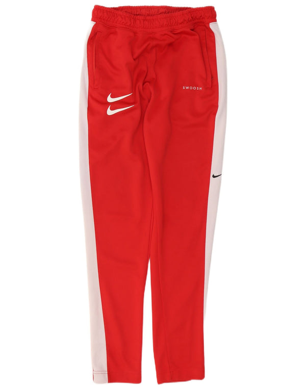Nike Mens Swoosh Tracksuit Trousers Small  Red Colourblock Polyester