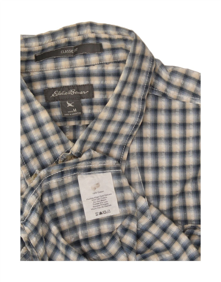 EDDIE BAUER Mens Classic Fit Short Sleeve Shirt Medium Blue Check Cotton Vintage Eddie Bauer and Second-Hand Eddie Bauer from Messina Hembry 