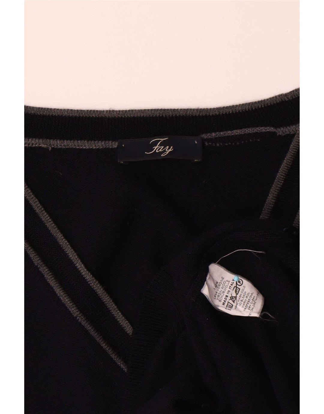 Fay Mens Cardigan Sweater IT 52 Large Navy Blue Virgin Wool