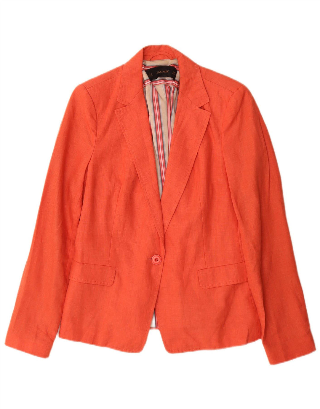 Zara Womens 1 Button Blazer Jacket UK 12 Medium Orange